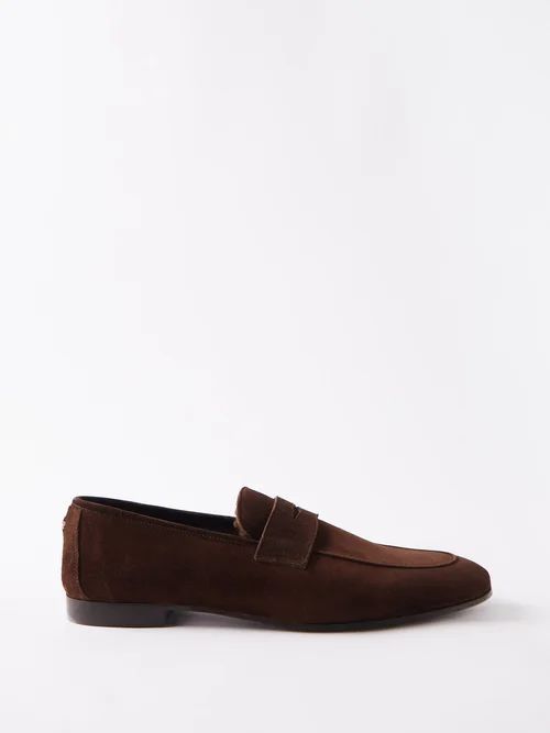 Flâneur Shearling-lined Suede Loafers - Mens - Brown