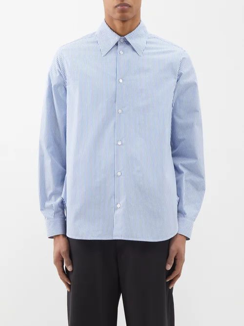 Kroner Striped Cotton-poplin Shirt - Mens - Blue Multi
