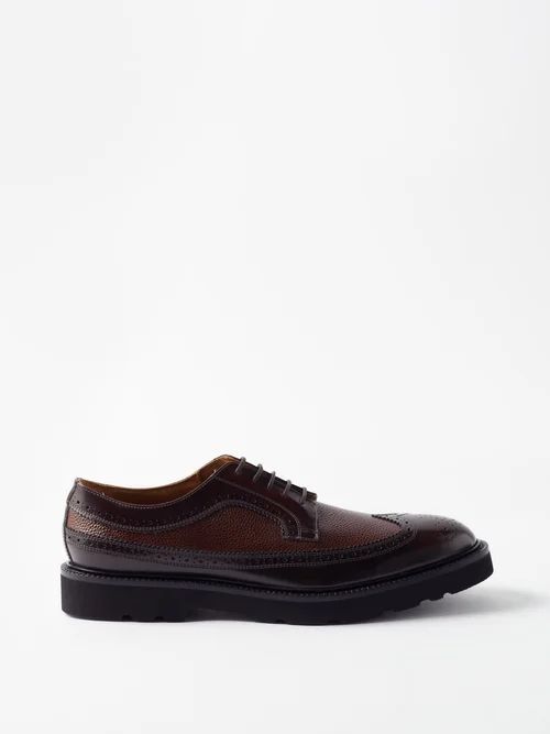 Pebbled Leather Brogues - Mens - Brown