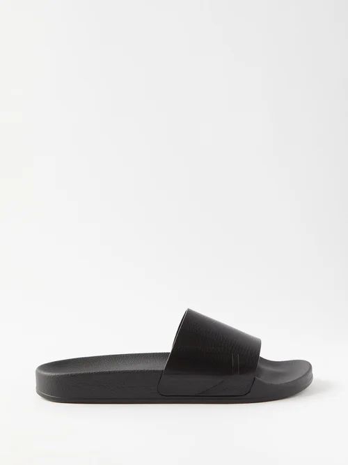 Humberto Leather And Rubber Slides - Mens - Black