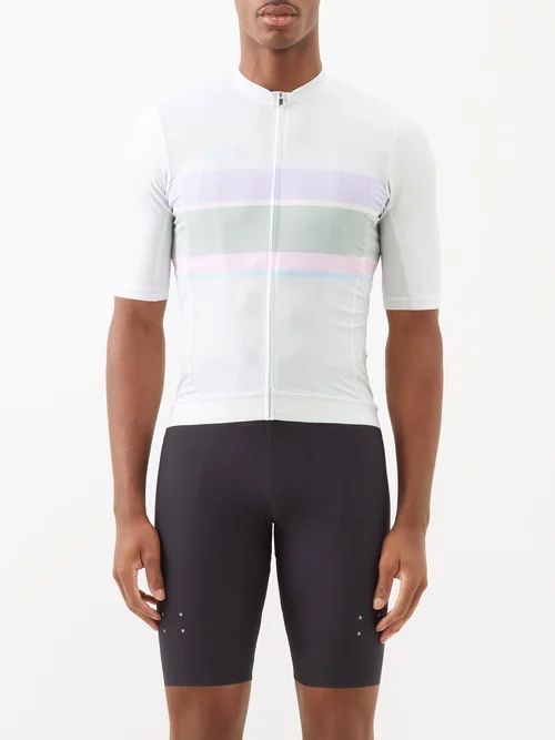 Striped Technical-jersey Cycling Top - Mens - Light / Pastel Pink