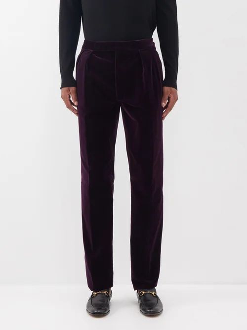 Gregory Velvet Suit Trousers - Mens - Purple