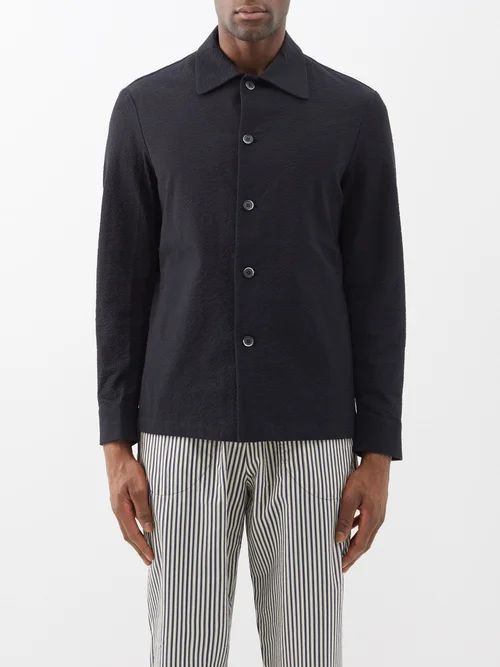 Rocheo Maistral Textured Cotton-blend Overshirt - Mens - Black