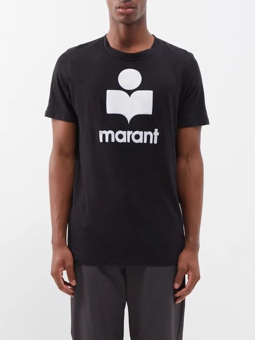 Karman Flocked-logo Linen T-shirt - Mens - Black