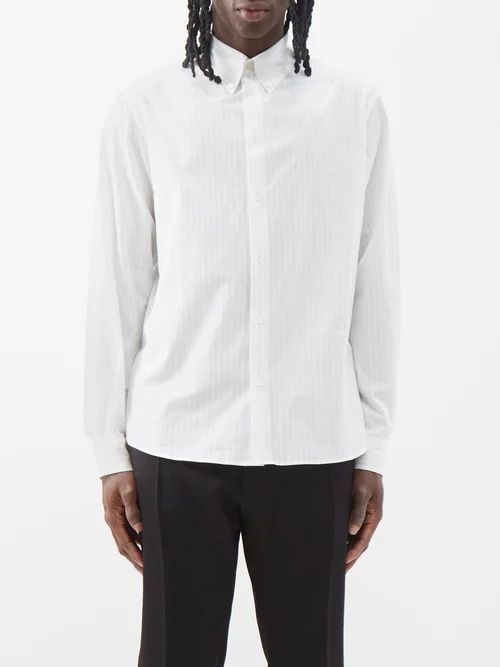 Striped Cotton Shirt - Mens - Off White