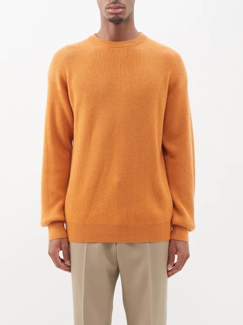 Luciano Ribbed-cashmere Sweater - Mens - Orange