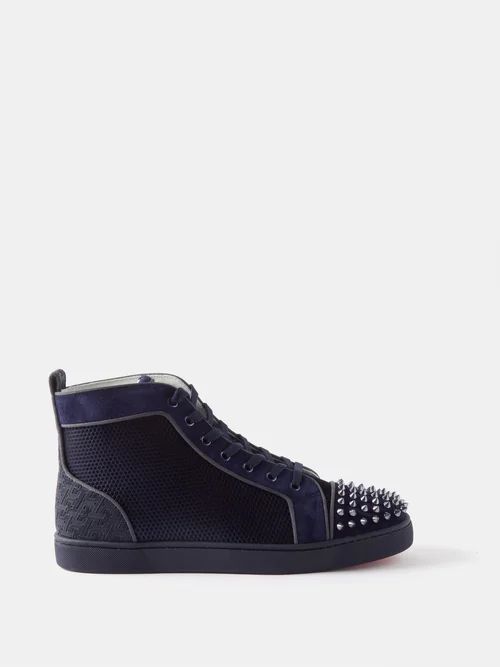 Louis Orlato Spikes Suede High-top Trainers - Mens - Dark Blue