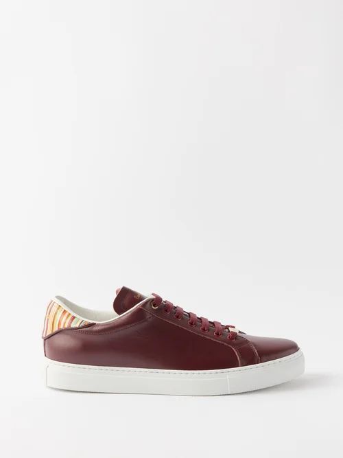 Beck Rainbow-heel Panel Leather Trainers - Mens - Red