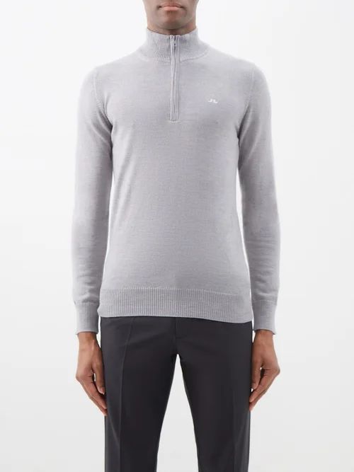 Kian Merino Golf Sweater - Mens - Grey