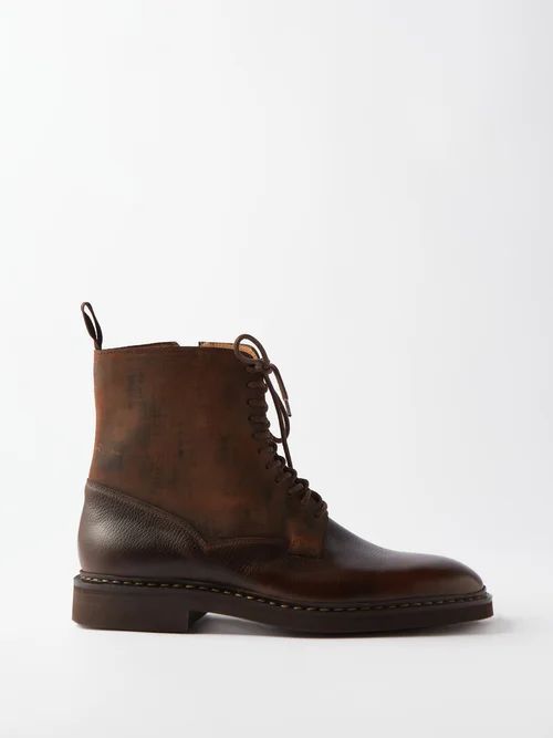 Perth Nubuck And Leather Boots - Mens - Dark Brown