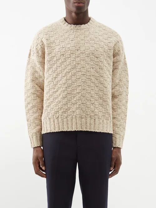 Amplus Textured-knit Wool Sweater - Mens - Ivory