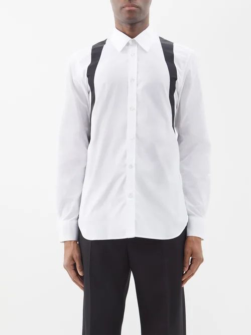 Harness-print Cotton-poplin Shirt - Mens - White