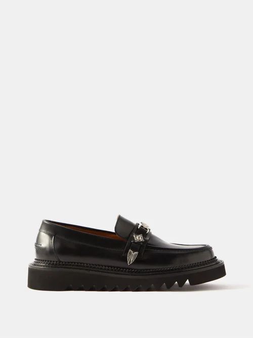 Polido Embellished Leather Loafers - Mens - Black