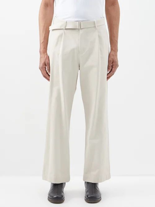 Belted Twill Trousers - Mens - White