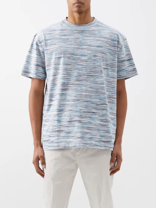 Space-dyed Cotton-jersey T-shirt - Mens - Light Blue