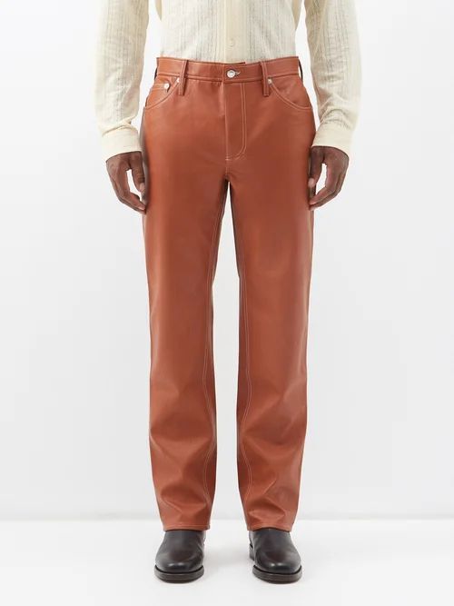 Londre Faux-leather Trousers - Mens - Orange