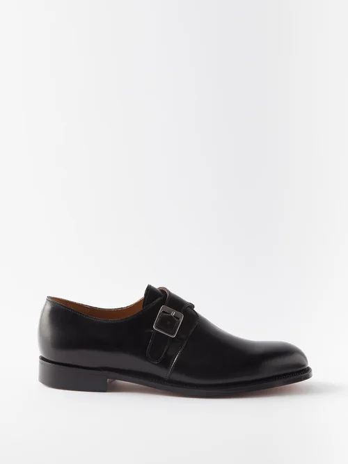 Arundel Leather Monk-strap Shoes - Mens - Black