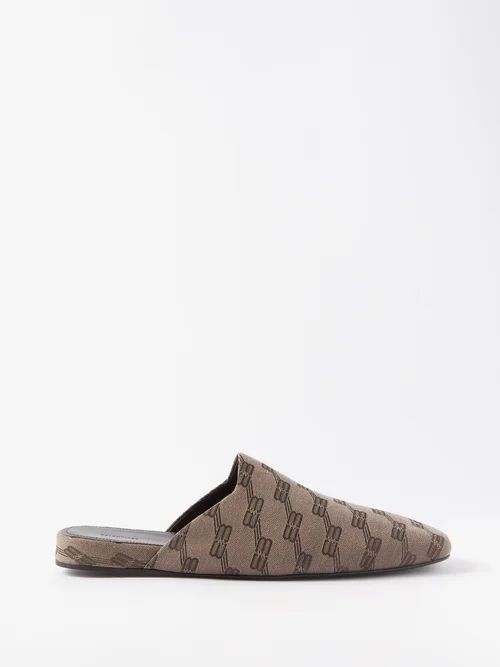 Bb-jacquard Backless Loafers - Mens - Brown Multi