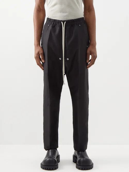 Bela Drawstring Linen-blend Trousers - Mens - Black