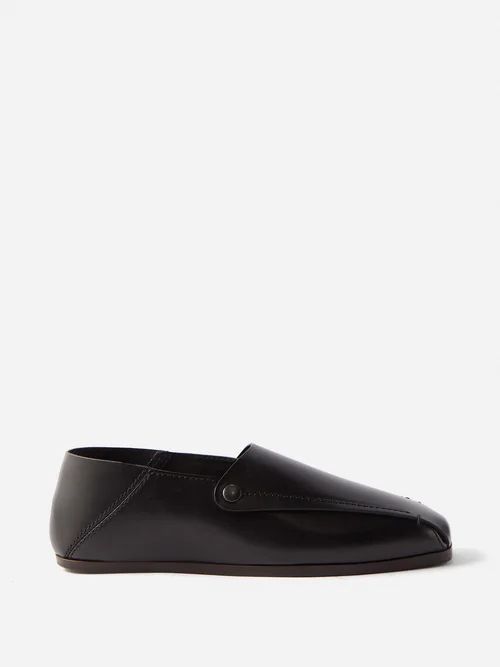 Foldable Leather Loafers - Mens - Black