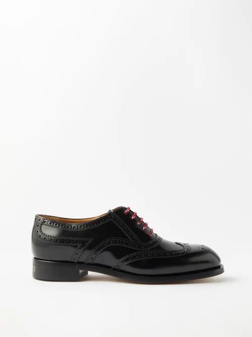 Contrast-laces Leather Brogues - Mens - Black