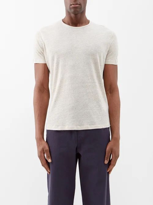 Ob-t Linen T-shirt - Mens - Beige
