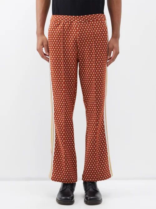 Geometric-jacquard Bootcut Track Pants - Mens - Orange