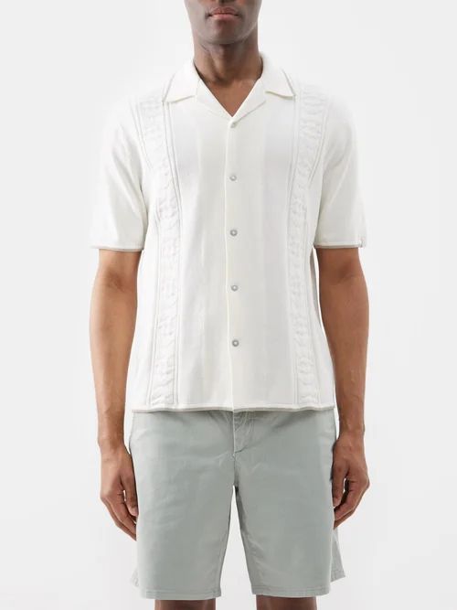 Archer Geometric-knit Cotton Shirt - Mens - White