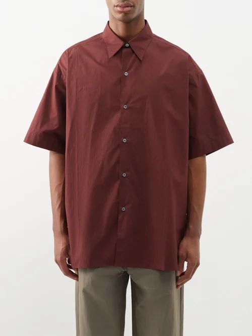 Sorono Cotton-poplin Shirt - Mens - Burgundy