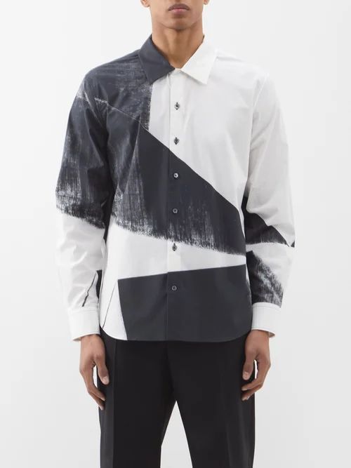 Double Diamond Printed Cotton Shirt - Mens - Black Multi