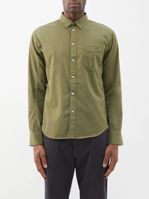 Arrow Garment-dyed Cotton-blend Shirt - Mens - Green