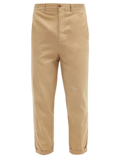 Tapered-leg Cotton Chino Trousers - Mens - Beige