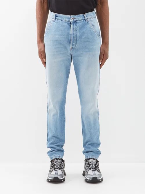 Monogram Straight-leg Jeans - Mens - Blue