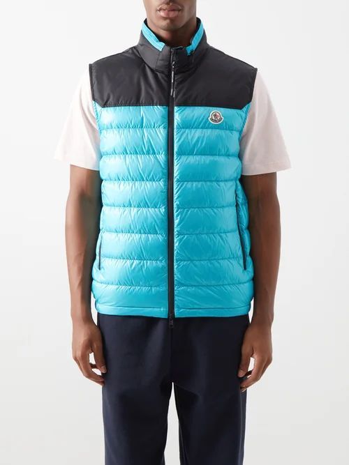 Ortac Logo-patch Quilted Down Gilet - Mens - Blue Multi