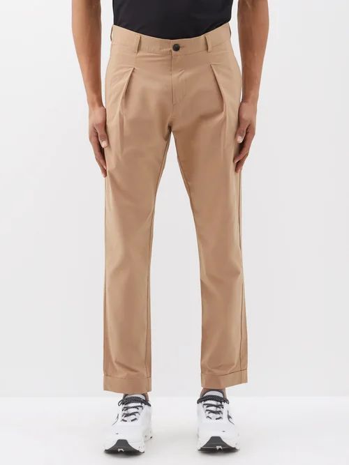Levian Pleated Technical Trousers - Mens - Beige