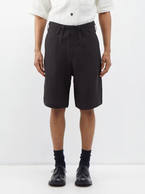 Deck Linen Shorts - Mens - Black