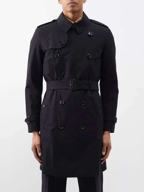 Kensington Double-breasted Cotton Trench Coat - Mens - Black