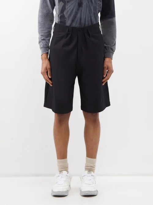 Deck Cotton-flannel Shorts - Mens - Black