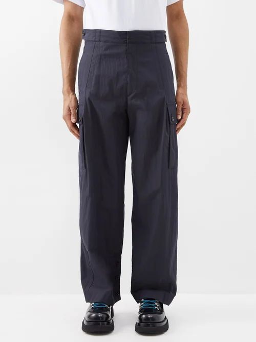 Cotton-twill Cargo Trousers - Mens - Navy