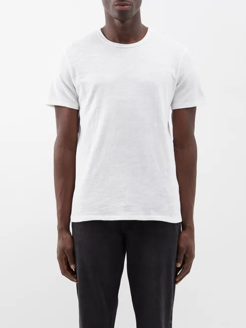 Flame Crew-neck Slubbed Cotton-jersey T-shirt - Mens - White
