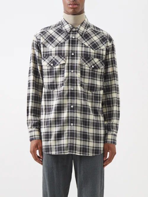 Manem Brushed Check-cotton Flannel Shirt - Mens - Cream Multi