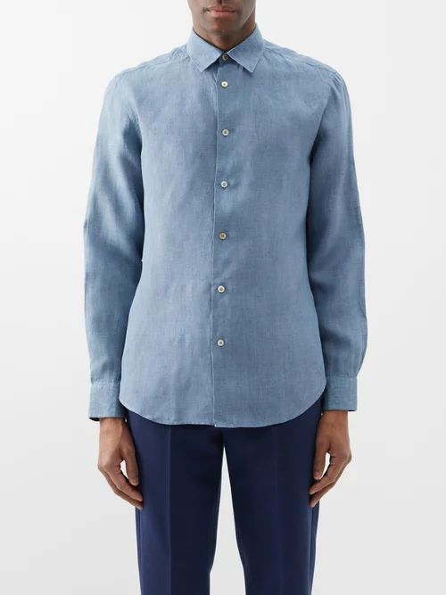 Linen Shirt - Mens - Blue