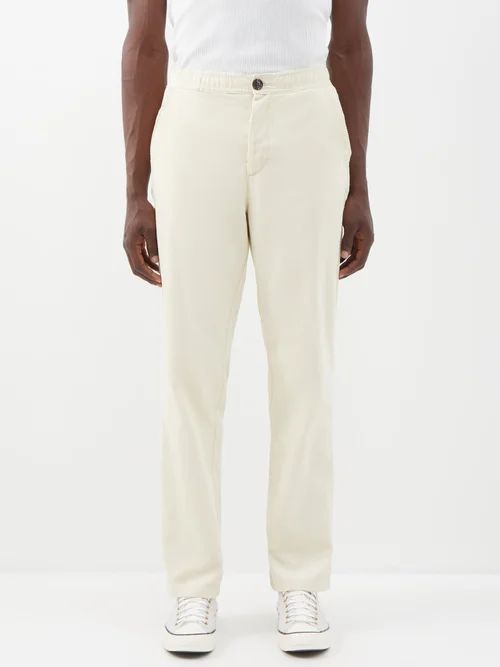 Drawstring-waist Corduroy Trousers - Mens - Cream