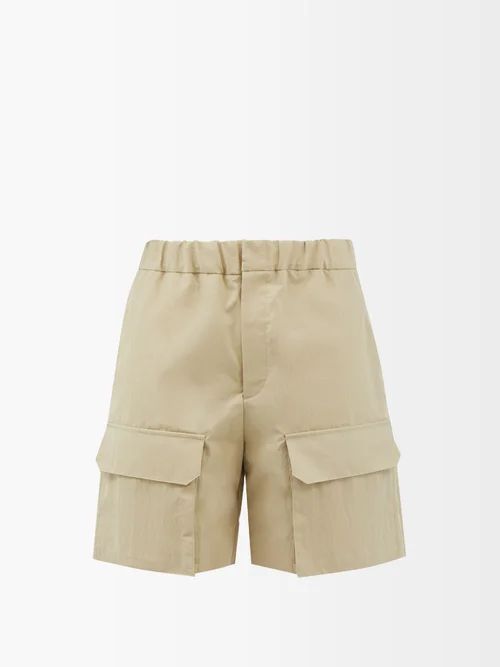 Cargo-pocket Cotton-blend Canvas Bermuda Shorts - Mens - Light Beige