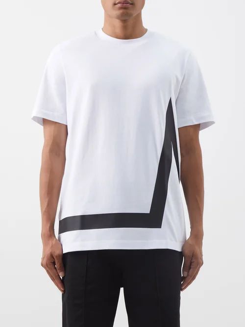 M-stripe Cotton-jersey T-shirt - Mens - White