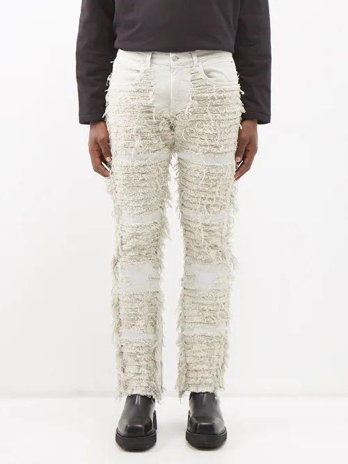 1017 ALYX 9SM - X Blackmeans Shredded-denim Jeans - Mens - Beige