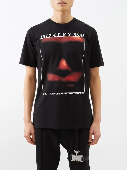 1017 ALYX 9SM - Icon Face-print Cotton-jersey T-shirt - Mens - Black