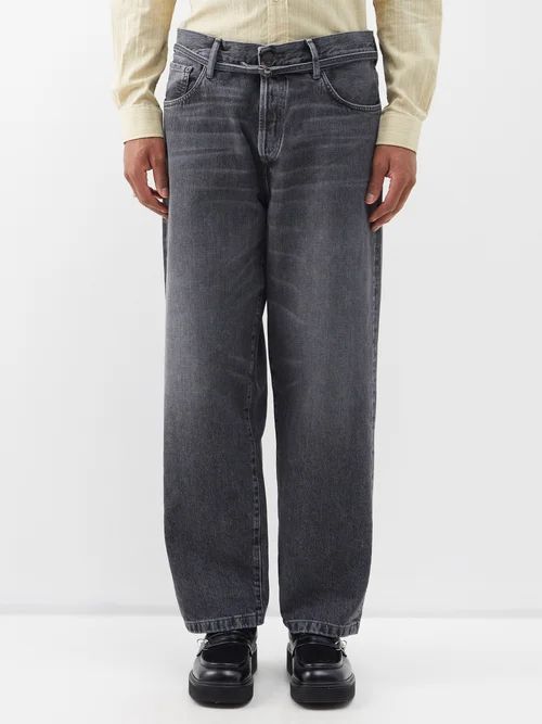 1991 Toj Belted Straight-leg Jeans - Mens - Grey