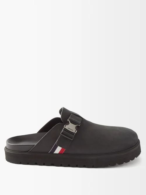 Mon Mule Leather Backless Loafers - Mens - Black