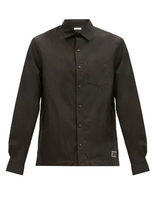 Rubber Logo-patch Cotton-blend Poplin Shirt - Mens - Black